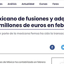 El mercado mexicano de fusiones y adquisiciones supera los 950 millones de euros en febrero